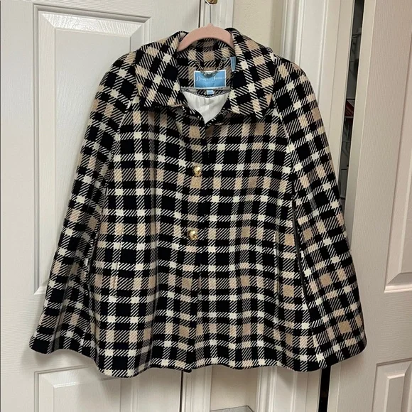 Draper James Plaid Cape with Gold Chain Accent - Picture 1 of 5